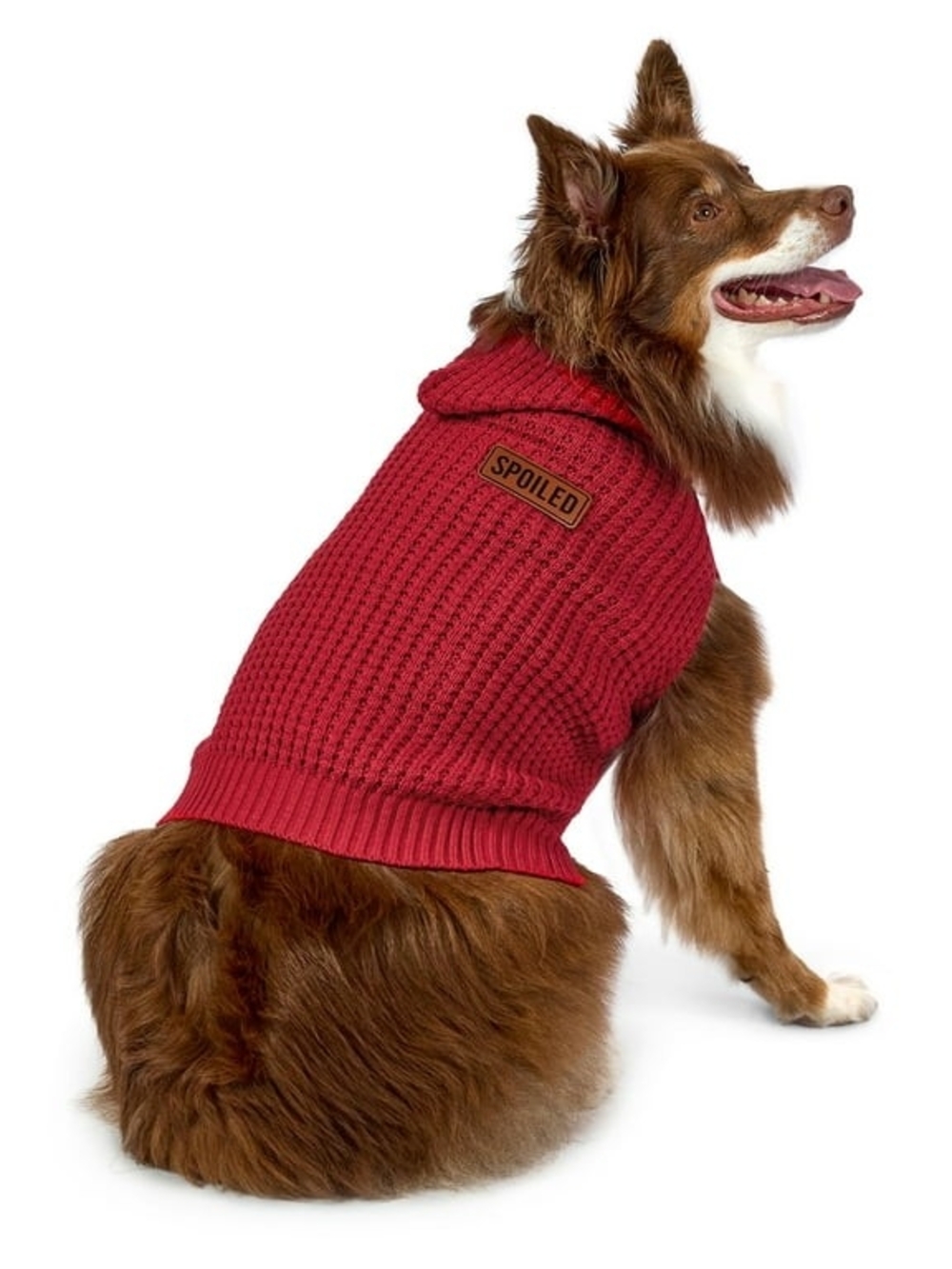 Vibrant Life NWT Red 'Spoiled' Waffle Knit Holiday Hooded Pet Sweater Dogs/Cats